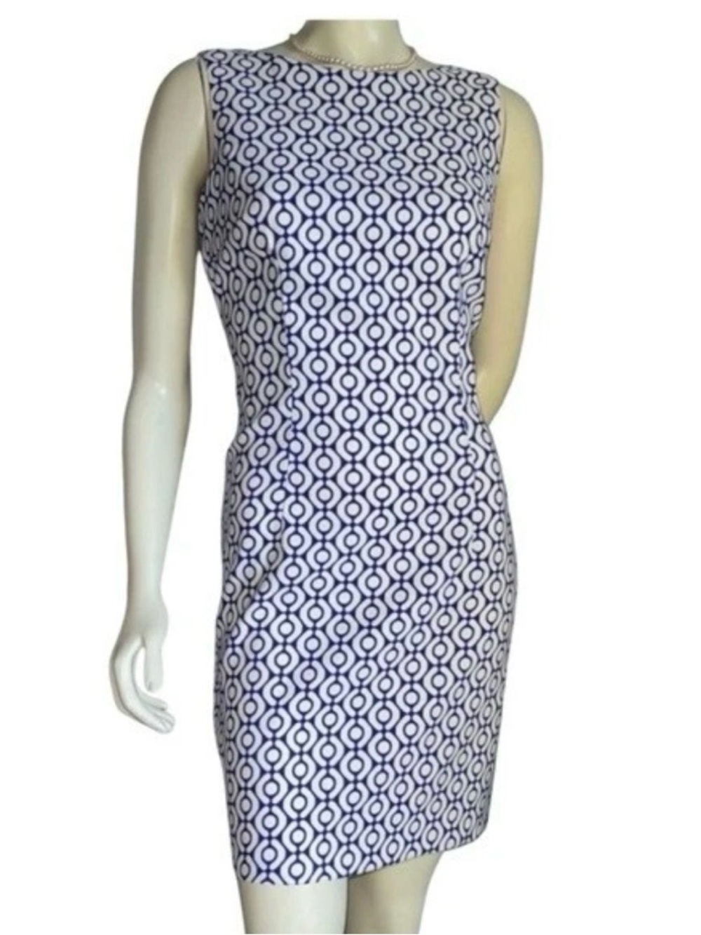 ALYX LIMITED | Above The Knee Blue White Print Geometric Dress | Size 8